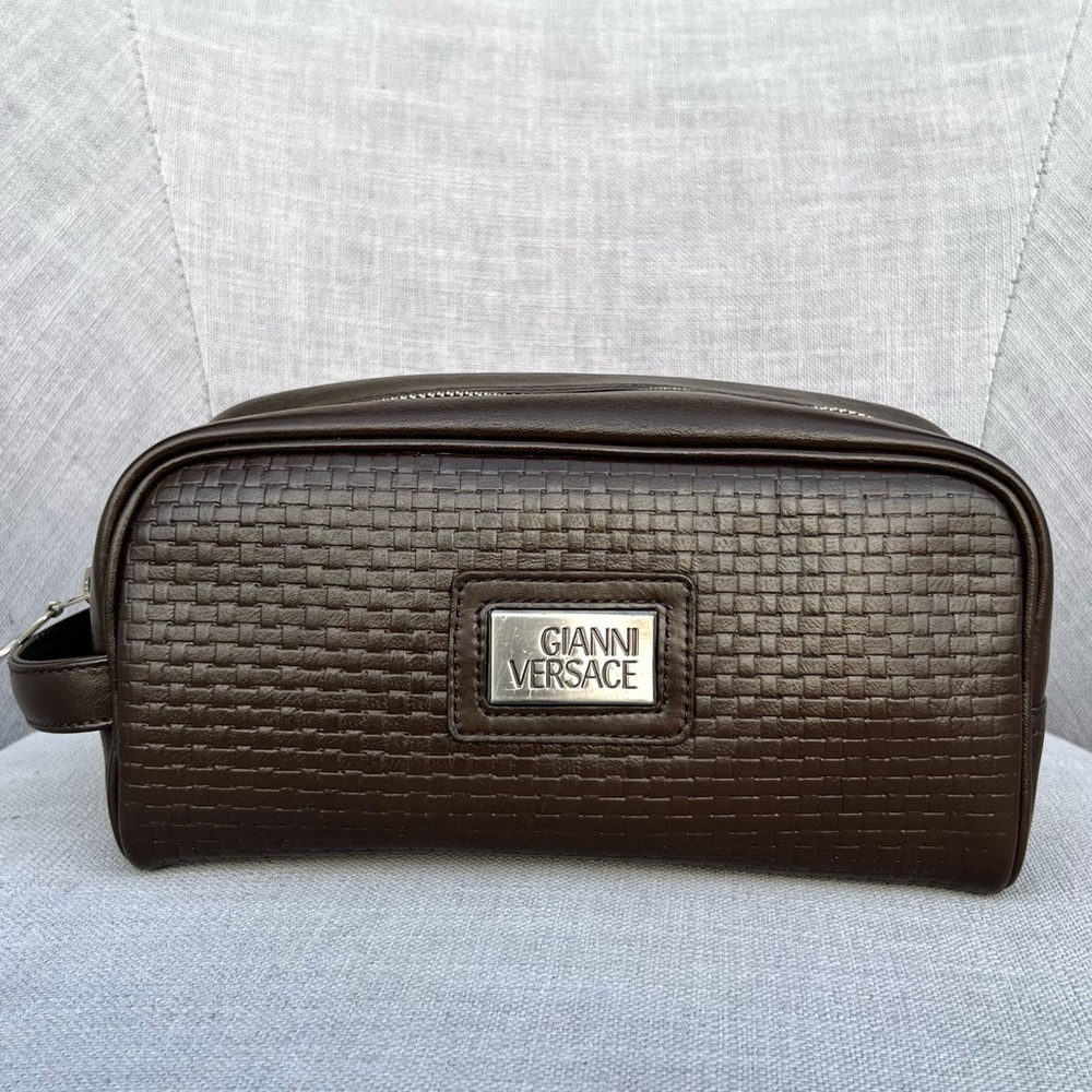 Gianni Versace Unisex Cosmetic Case Toiletry Bag Brown
